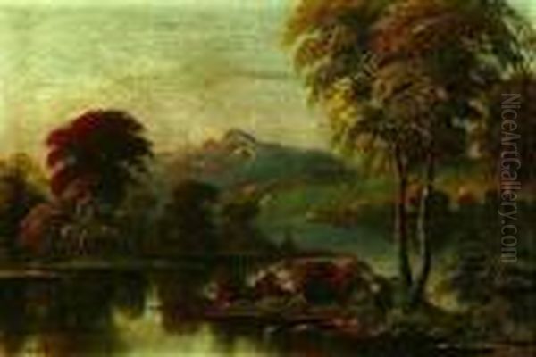 River Landscape,
Signed Gignoux" And Dated '61 Lower Right - view 1