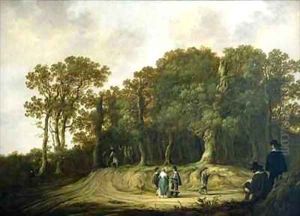 A Wooded Landscape with the Artist Sketching by Aelbert Cuyp