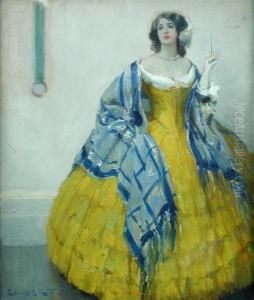 Spanish Girl Ina Yellow Dress by Victor-Gabriel Gilbert