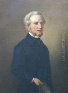 "gentleman With Black Overcoat 
And Hat", A Portrait Study, Halflength, Oil On Canvas, Monogrammed And 
Dated 1868, 11.5 X 87 Cm