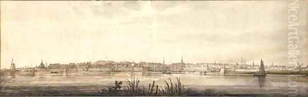A view of Dordrecht from the end of the Papendrechtse bank of the river Noord by Aelbert Cuyp