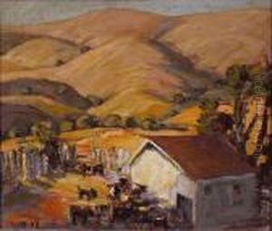 Farmhouse With Rolling Hills In The Distance by Selden Connor Gile