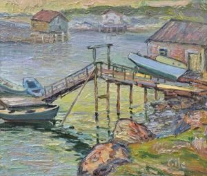 Boats Moored At Adock Morning by Selden Connor Gile