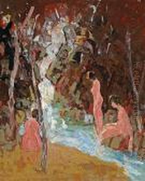 Bathers At A Waterfall - view 1