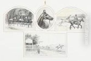 Four Horse Racing Studies by G.D. Giles