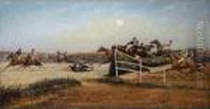 The Canal Turn, The Grand National Steeplechase, Aintree, England, 1892 by G.D. Giles