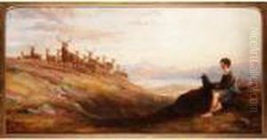 A Young Gillie Keeping Watch Over The Herd by James William Giles