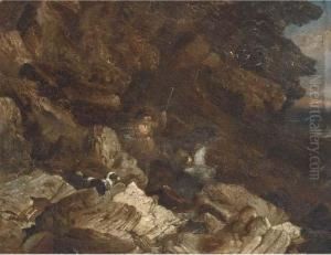 Figures On A Rocky Beach by James William Giles