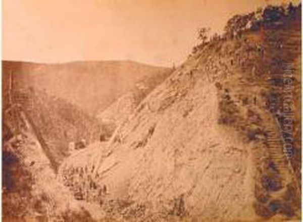 Construction De La Ligne De Chemin De Fer Nice-cuni.
Suite De 3 Tirages Papier Montes Sur Carton - view 1