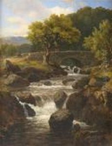 Landscape With Waterfall, Evening North Wales by Edmund Gill