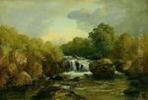 Flusslandschaft Mit Katarakt An Einemfruhlingstag by Edmund Gill