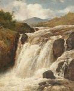 A Waterfall, Thought To Be In The Vale Of Neath, South Wales by Edmund Gill
