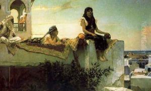 A terrace in Morocco, in the evening by Benjamin Jean Joseph Constant