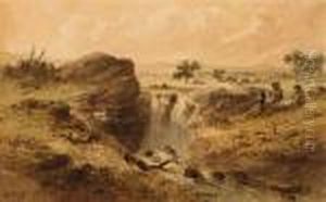 Waterfall With Aborigines