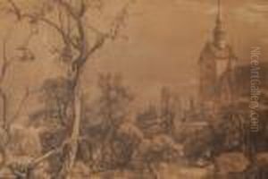 View Of A Church Withwoodland by Christian Friedrich Gille