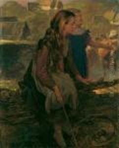 Zwei Kinder Am Weidezaun. by Christian Friedrich Gille