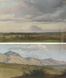 Landscape With Clouds Near Moritzburg; And A View Of Monte Seroneand Monte Ernici by Christian Friedrich Gille