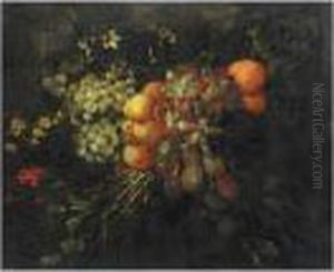 A Still Life Of Fruit And And Flowers by Jan Pauwel Gillemans The Elder