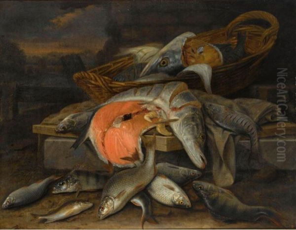 Other Properties
 

 
 
 

 
 A Still Life With A Pike, A Piece Of Salmon In A Basket, 
Together With Perches And Other Fresh-water Fish All On Different Ledges - view 1