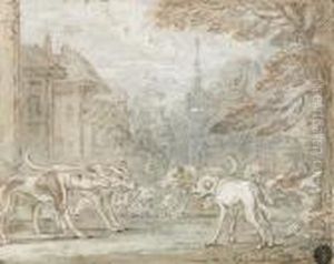 L'assemblee Des Chiens Du Village by Claude Gillot