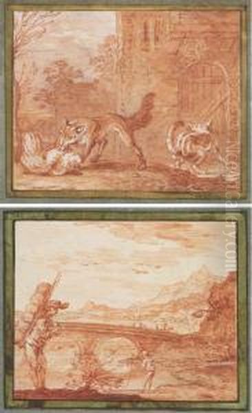 Les Deux Sources (livre Iii,
Fable 7); Et Le Renard Et Le Chat(livre I, Fable 4): Deux Illustrations
Pour Les Fables De Lamotte - view 1