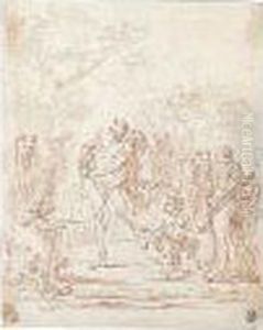 Satyrs Preparing A Sacrifice by Claude Gillot