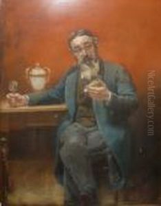 Portrait D'un Antiquaire Tenant Une Miniature by Eugne-Louis Gillot
