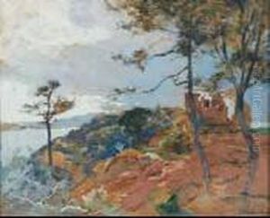 Windswept Rocky Shoreline by Eugne-Louis Gillot