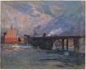 Usine Rouge Sur La Seine by Eugne-Louis Gillot