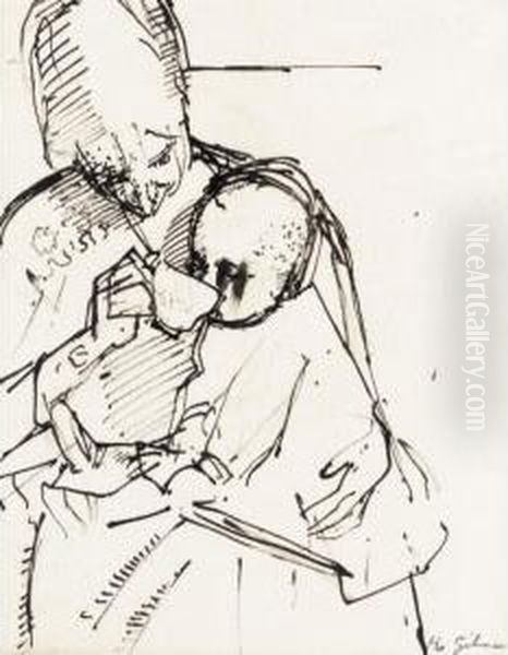 Mother And Child With Cup - view 1