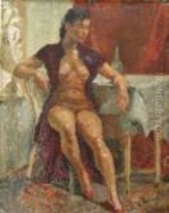 Portraitof A Female Nude Seated At A Table