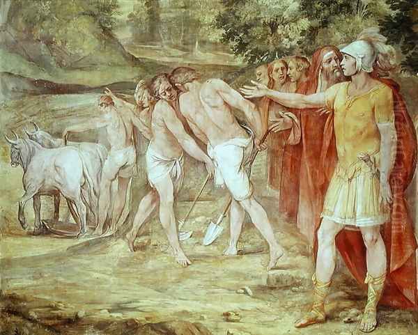 Romulus marking the limits of Rome, from the Sala dei Horatii e Curatii - view 1