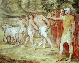 Romulus marking the limits of Rome, from the Sala dei Horatii e Curatii by Giuseppe Cesari