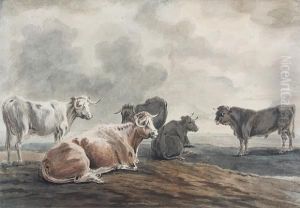 Cattle Resting In An Open Landscape by Sawrey Gilpin