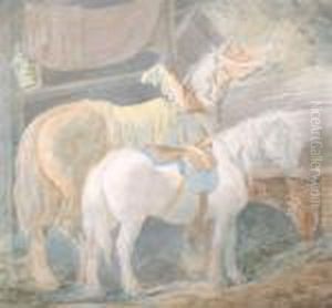 Horses In A Stable by Sawrey Gilpin