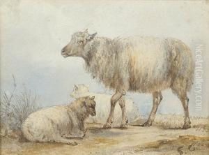 Ewe And Her Lambs by Sawrey Gilpin