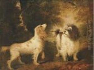 A Spaniel And A Terrier In A Landscape by Sawrey Gilpin