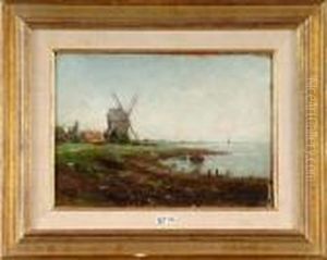 Bord De Mer Anime En Hollande by Victor Olivier Gilsoul