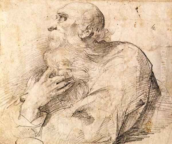 A Bearded Saint Turned To The Left, Looking Up - view 1