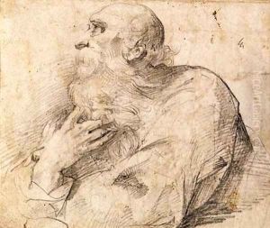 A Bearded Saint Turned To The Left, Looking Up by Giuseppe Cesari
