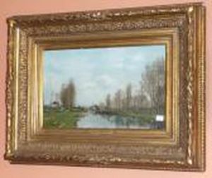 Paysage En Bord De Riviere by Victor Olivier Gilsoul