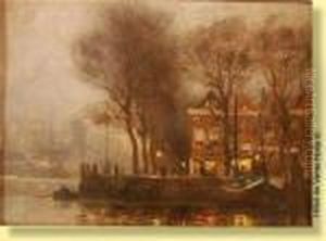Vue Nocturne De Dordrecht by Victor Olivier Gilsoul