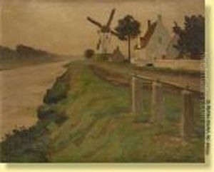 Moulin En Bordure De Canal by Victor Olivier Gilsoul