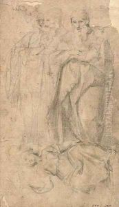 Two standing prophets and a seated girl by Giuseppe Cesari