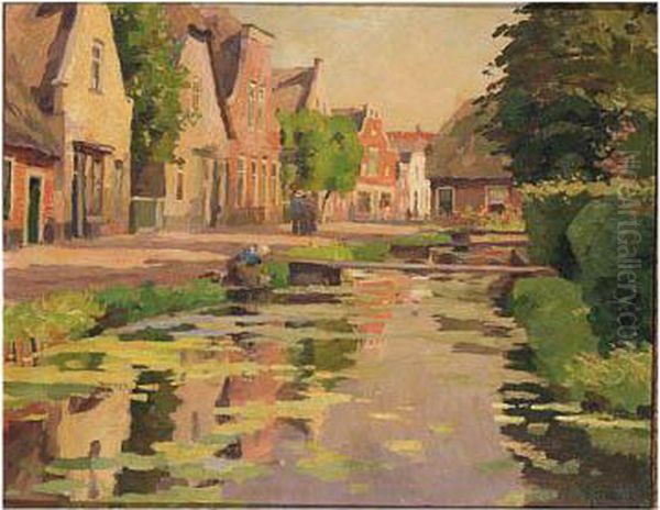 A Sunlit Lane Along A Canal - view 1