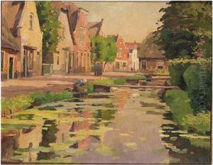 A Sunlit Lane Along A Canal