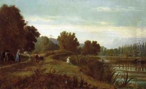 A Shepherd with his Flock by Nicolas Louis Cabat