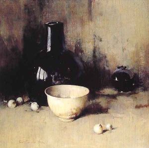 Still Life with Self Portrait Reflection by Emil Carlsen