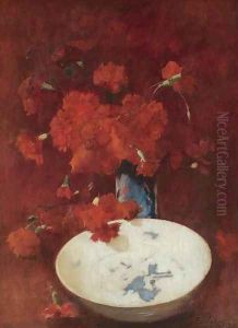 Red Carnations and Delft by Emil Carlsen