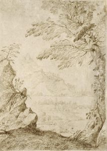 Gebirgige Flusslandschaft Im Sudtirol, Von Baum Und Felspartie Umrahmt by Giovanni Francesco Grimaldi